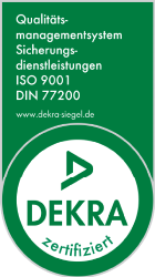 DEKRA-Zertifizierung: Qualitätsmanagementsystem Sicherungsdienstleistungen