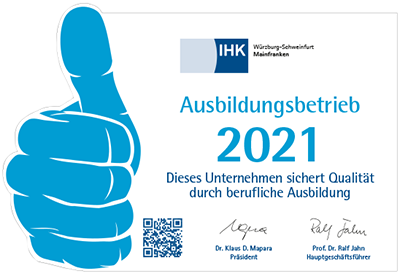 Auszeichnung durch die IHK als qualifizierter Ausbildungsbetrieb